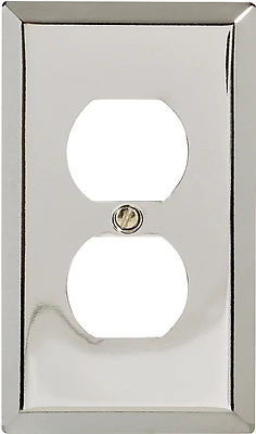 Amerelle 161D Duplex Receptacle Wallplate, 4-5/16 in L, 2-7/8 in W, 1-Gang, Steel, Polished Chrome