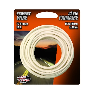 Road Power 55669033 Primary Wire, White, 14-Ga., 17 Ft.