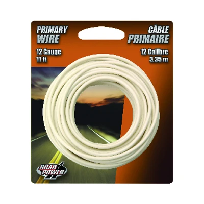 Road Power Primary Wire, 12-Gauge, White, 11 Ft.