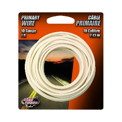 Road Power 55671933 Primary Wire, White, 10-Ga., 7 Ft.