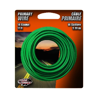 Road Power 56421933 Primary Wire, Green, 14-Gauge, 17 Ft.