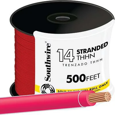 14 Stranded Building Wire, Red, 500 Ft.