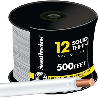 12 Solid Building Wire, White, 500 Ft.