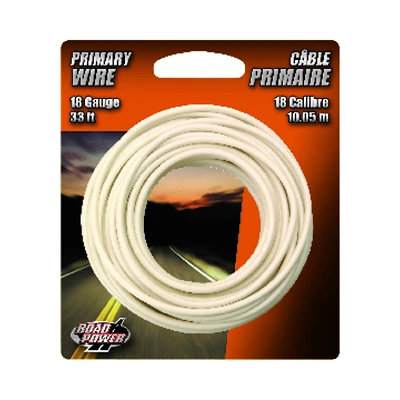 Road Power 55667233 Primary Wire, White, 18 AWG, 33 Ft.