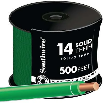 14 Solid Building Wire, Green, 500 Ft.