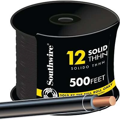 12 Solid Building Wire, Black, 500 Ft.