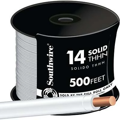 14 Solid Building Wire, White, 500 Ft.