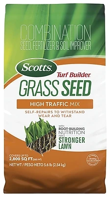 Turf Builder Grass Seed High Traffic Mix, 5.6 Lbs., Covers 930 Sq. Ft.