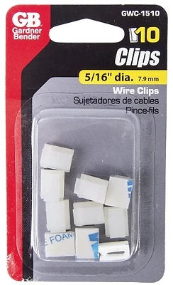 Gardner Bender GWC-1510 Adhesive Wire Clip, White, 10-Pack