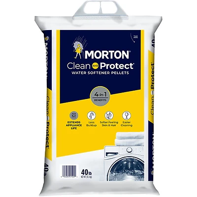 Morton F125000000G Clean & Protect Water Softener Salt Pellets, 40 Lbs.