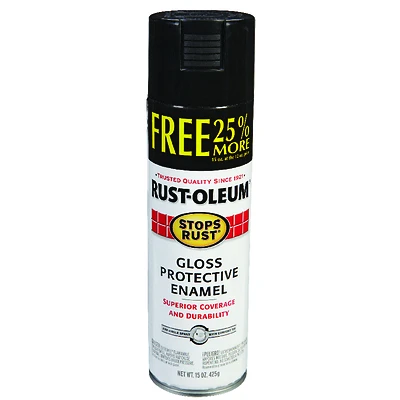 Rust-Oleum 254146 Stops Rust Spray Enamel, Black Gloss, 16 Oz