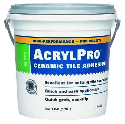 AcrylPro ARL40001-2 Ceramic Tile Adhesive, White, 1 Gallon