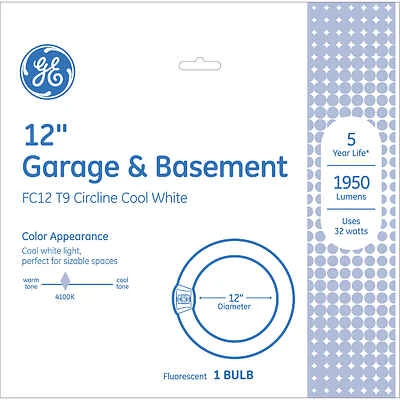 GE Circline Fluorescent Bulb, 32W, T9 Cool White, 4-Pin Base