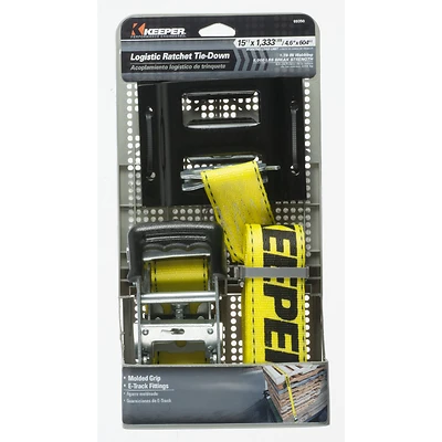 Keeper 89350 Logistics Ratchet Tie Down, 1.75-In. x 15-Ft., 1333 lb. WLL