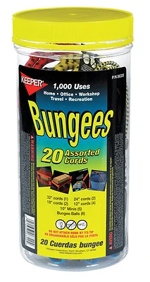 Keeper 06320 20-Pc. Bungee Cord Assortment, Rubber, Steel Hooks