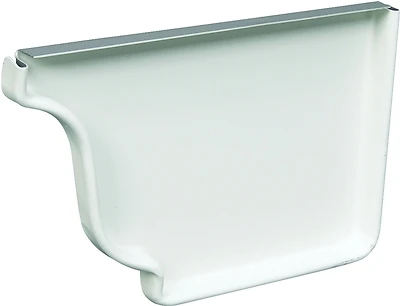 Gutter End Cap, Right, White Aluminum, 5 In.