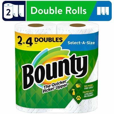 Bounty Select-A-Size Paper Towels, White, 2 Double Rolls