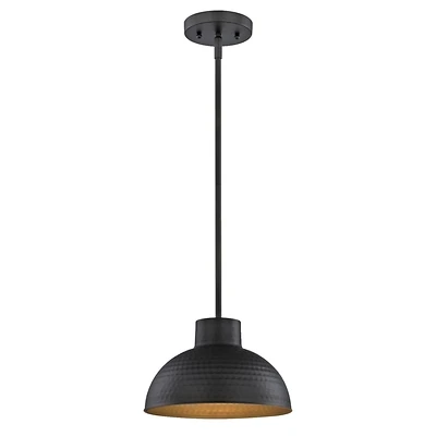 Malte 1-Light Mini Pendant Fixture, Hammered Oil Rubbed Bronze, 6.5 x 10.25-In.