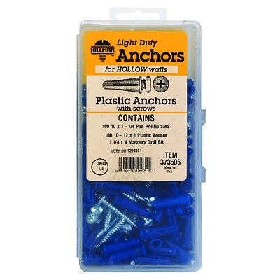 Wall Anchor Kit, Conical Plastic, 201-Pc.