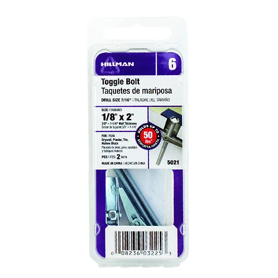 Snapin Toggle Bolts, 1/8 x 2-In., 2-Pk.