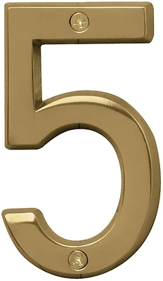 Hy-Ko BR-42PB/5 Polished Brass Dimensional House Number 5, 4 In.