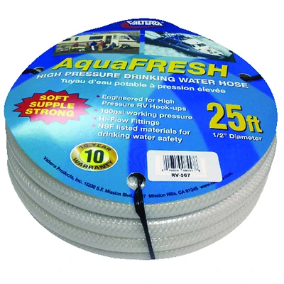 US Hardware RV-567 Drinking Water Hose, 25 ft L, 500 psi Pressure, White