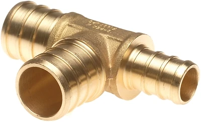 Apollo APXT341234 Brass PEX Barb Reducing Tee, 3/4 x 1/2 x 3/4 In.