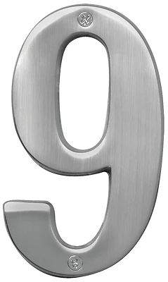 5 Inch Satin Nickel Dimensional House Number 9 By Hy-ko Prestige Series