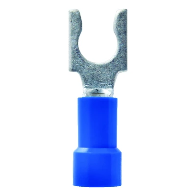 16-14 Ga. Insulated Wire Terminal Spade Blue 5 Pk, No. 10 Stud Size, Vinyl Insulation