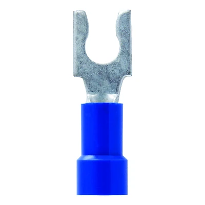 16-14 Ga. Insulated Wire Terminal Spade Blue 5 Pk, No. 8 Stud Size, Vinyl Insulation