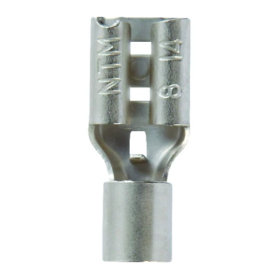 16-14 Ga. Insulated Wire Female Disconnect Terminals, Silver, 5 Pk, .187 In Tab