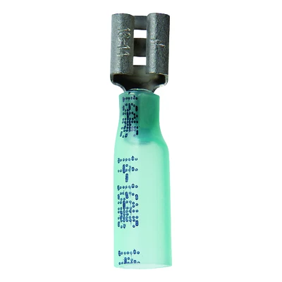 16-14 Ga. Insulated Wire Female Disconnect Blue Heat Shrink 5 Pk, 0.250 In Tab
