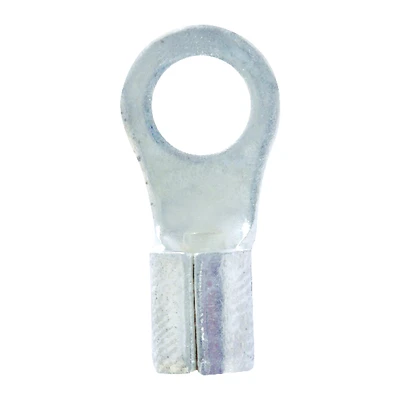 12-10 Ga. Uninsulated Wire Terminal Ring Silver, Copper Contact, #10 Stud, 5 Pk