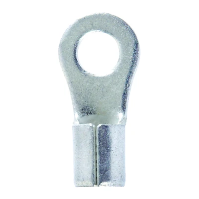 12-10 Ga. Uninsulated Wire Terminal Ring Silver, Copper Contact, #8 Stud, 5 Pk