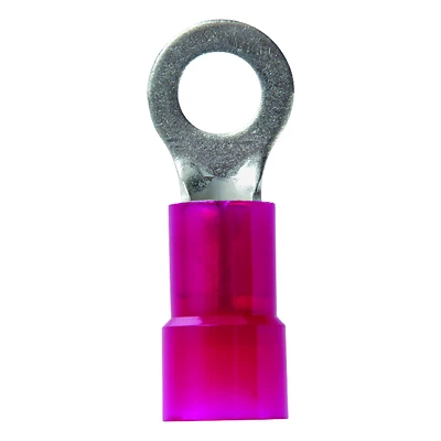 8 Ga. Insulated Wire Terminal Ring Red 2 Pk, 1/4 In Stud Size, Model 60789