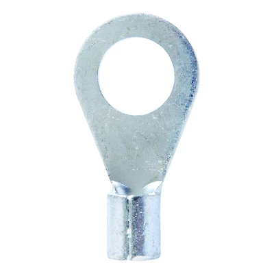 6 Ga. Uninsulated Wire Terminal Ring Silver 2 Pk, 1/2 In Stud Size