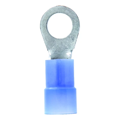 6 Ga. Insulated Wire Terminal Ring Blue 2 Pk, 3/8 In Stud Size, Nylon Insulation