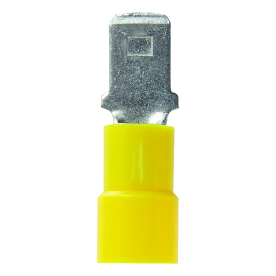 12-10 Ga. Insulated Wire Male Disconnect Yellow 5 Pk, .250 In Tab Size