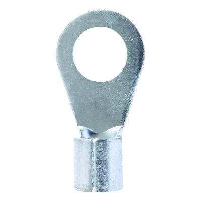 4 Ga. Uninsulated Wire Terminal Ring Silver 2 Pk, 1/2 In Stud Size