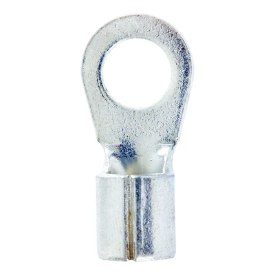 4 Ga. Uninsulated Wire Terminal Ring Silver 2 Pk, 3/8 In Stud Size