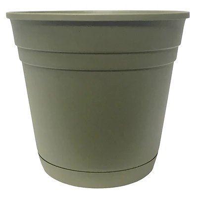 Southern Patio RN1207OG Riverland Planter With Saucer, Olive Green, 12 In.