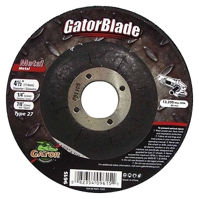 Gator Blade 9615 Type 27 Metal Cut-Off Wheel, 4-1/2 In. x 1/4 In.