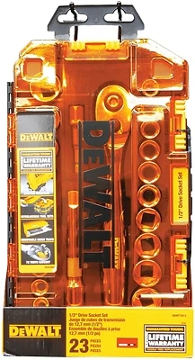 DeWalt DWMT73813 Socket Set, 1/2 In. Deep Drive, 23-Piece SAE/Metric