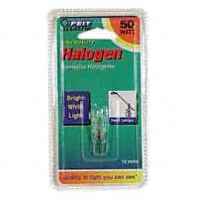 Feit Electric BPQ50T4/JCD Halogen Bulb, 50W, Dimmable, GY6.35 Base