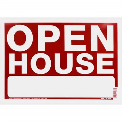 Open House Sign with Frame, Red and White, 20 x 24-In.
