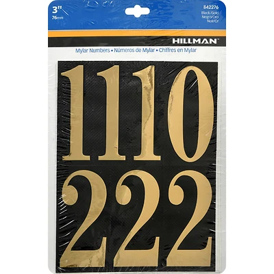 Hillman 842276 Adhesive House Address Numbers, 3-In., Gold on Black
