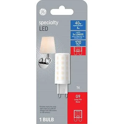 GE Specialty LED Bulb, T4 Pin Base, 4 Watt, G9, 3000K