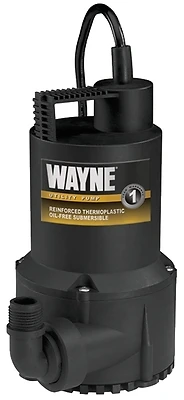 Wayne RUP160 Submersible Utility Pump, 1/6 HP, 3100 GPH