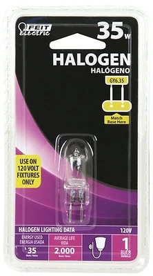 Feit Electric BPQ35T4/JCD 35W Dimmable T4 GY6.35 Halogen Bulb, 3000K