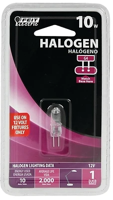 Feit Electric BPQ10T3 Halogen Lamp, 10W, T3, G4 Base